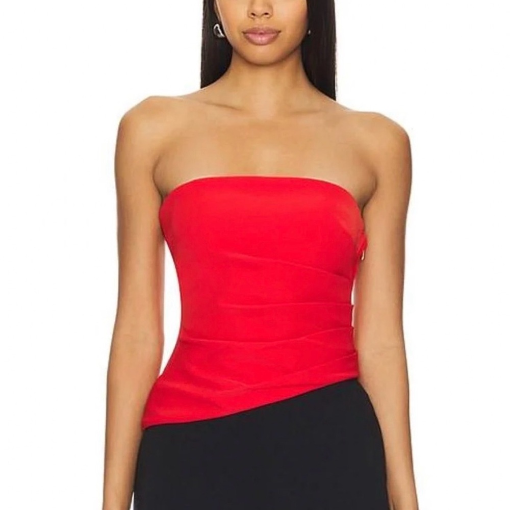 Lovers + Friends Strapless Red Asymmetric Bustier Top Dress